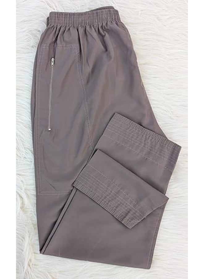 Galabeya Under Trousers – Comfortable Fabric with High-Quality Stitching, Full-Length Reinforced Sewing and Wide Pocket | Brown - Image 4